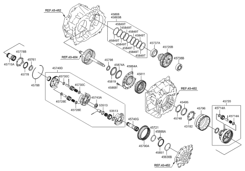 2023 Hyundai Santa Fe Hybrid Bearing-Automatic Transmission Transfer Gear Diagram for 45738-3B000