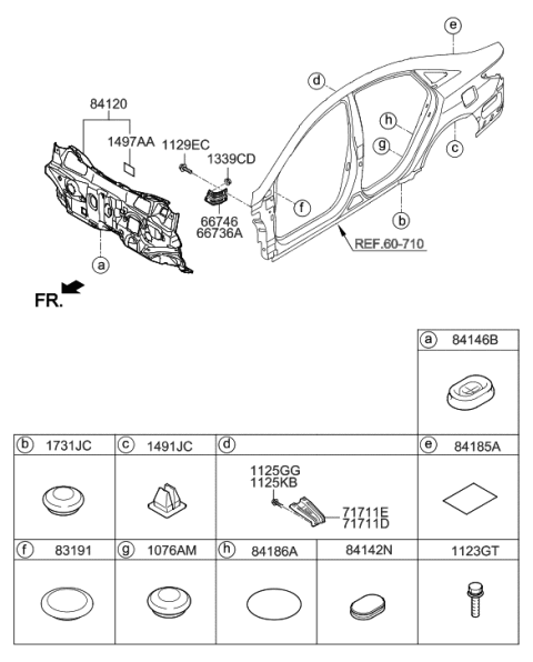 2011 Hyundai Sonata Gusset-Roof,LH Diagram for 71451-3Q000