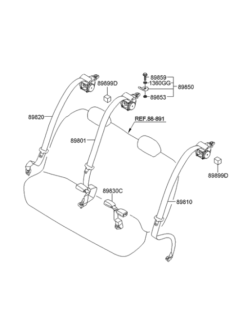 2010 Hyundai Sonata New Body Style Rear Seat Belt Diagram