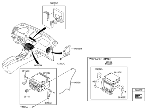 2010 Hyundai Sonata Navigation W/INFINITY Speakers-Float Diagram for 96560-3Q505-FLT