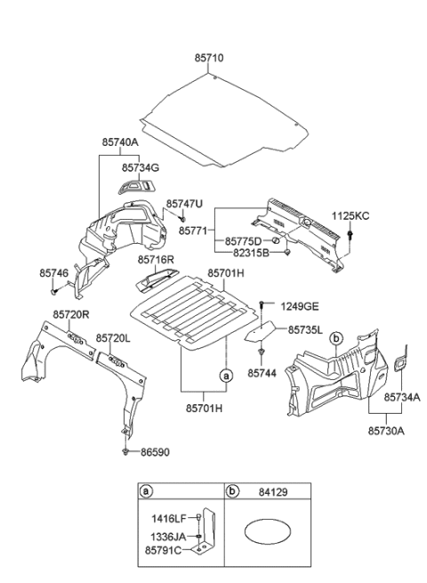 2013 Hyundai Sonata Cover-Luggage Side,LH Diagram for 85753-3Q000-RY