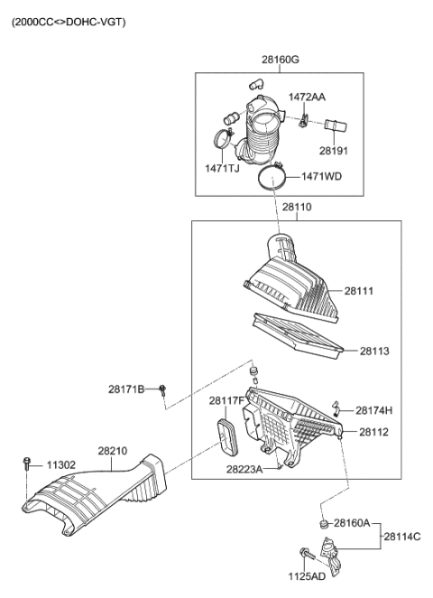 2009 Hyundai Sonata Air Cleaner Diagram 4