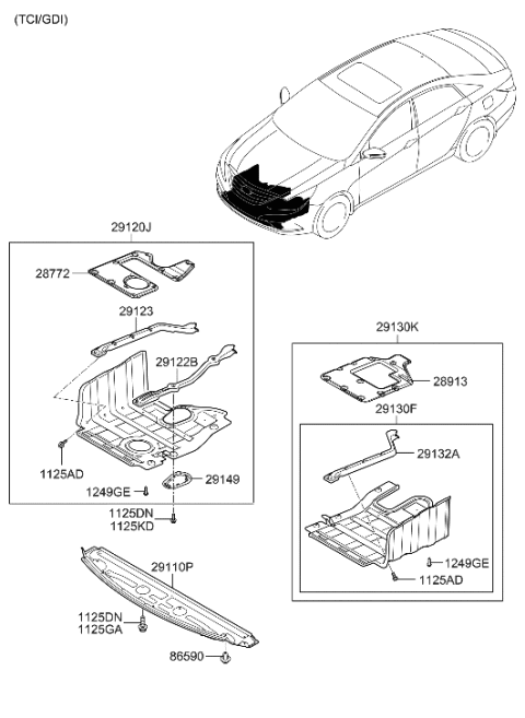 2012 Hyundai Sonata Insulator Diagram for 29112-3Q100