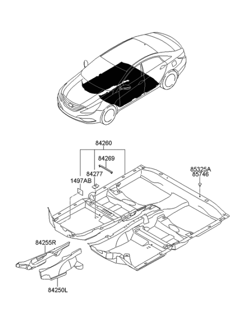 2014 Hyundai Sonata Carpet Assembly-Floor Diagram for 84260-3Q101-HZ