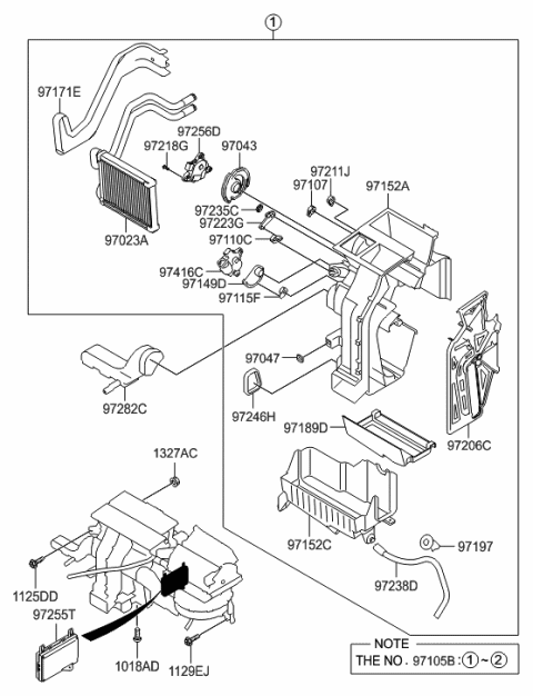 2010 Hyundai Sonata Heater & Evaporator Assembly Diagram for 97100-3QDH0-AS