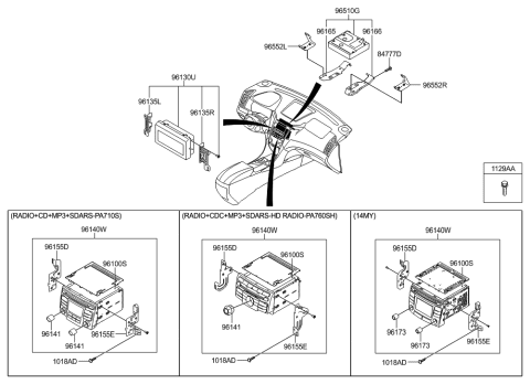 2016 Hyundai Genesis Bracket-Set Mounting,LH Diagram for 96165-3S000