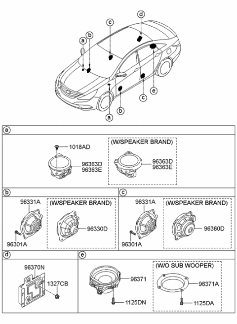 2014 Hyundai Sonata Midrange Speaker Assembly,Left Diagram for 96320-3S250