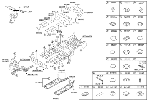 2013 Hyundai Sonata Under Cover-Rear,RH Diagram for 84147-3Q000