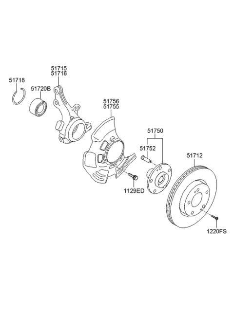 2009 Hyundai Sonata Cover-Front Brake Disc Dust RH Diagram for 51756-2T800