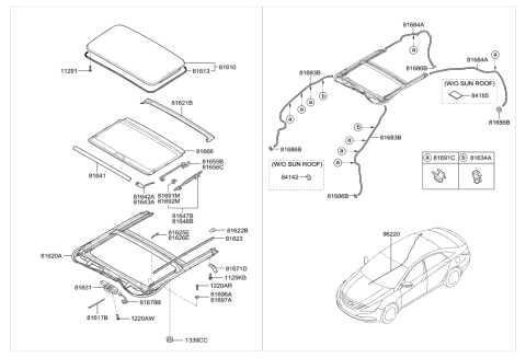 2012 Hyundai Sonata Sunroof Diagram 1