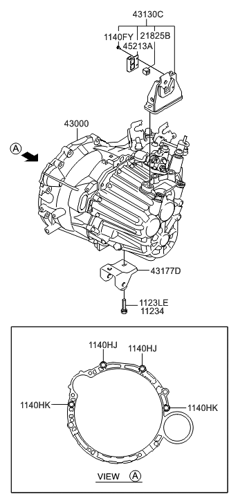 2009 Hyundai Sonata Bracket Assembly-Tm Support Diagram for 43130-24530
