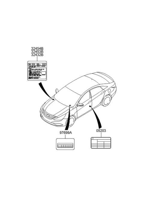 2023 Hyundai Santa Fe Hybrid Label-Refrigerant Diagram for 97699-3Q550