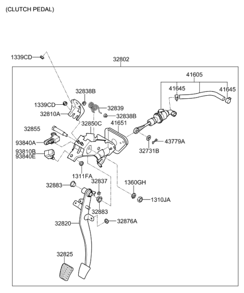 2011 Hyundai Sonata Support Assembly-Clutch Pedal Diagram for 32851-3S100