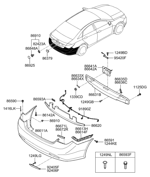 2014 Hyundai Sonata Rear Bumper Diagram 1