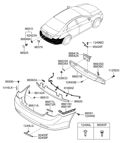 2010 Hyundai Sonata New Body Style Rear Bumper Diagram 1