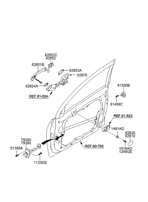 2010 Hyundai Sonata Door Handle Assembly, Exterior Diagram for 82651-3S210