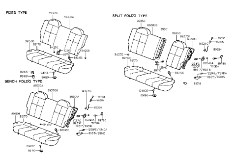 1997 Hyundai Accent Rear Seat Cushion Cover Diagram for 89170-22010-FPD