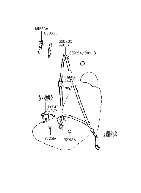 1997 Hyundai Accent Front Seat Belt Diagram