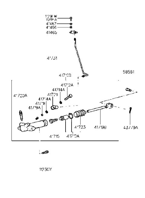 1999 Hyundai Accent Cylinder Kit-Clutch Release Diagram for 41710-24A10