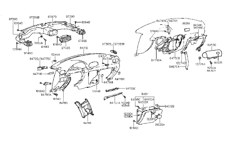 2023 Hyundai Palisade Bumper-Glove Box Housing Diagram for 84518-22001