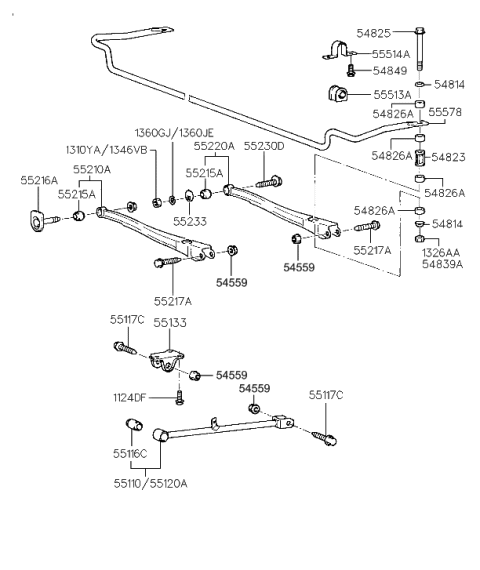 1998 Hyundai Accent Bar-RR STABILIZER Diagram for 55512-22500