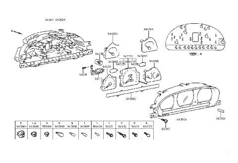 1999 Hyundai Accent Cap Diagram for 94369-22000