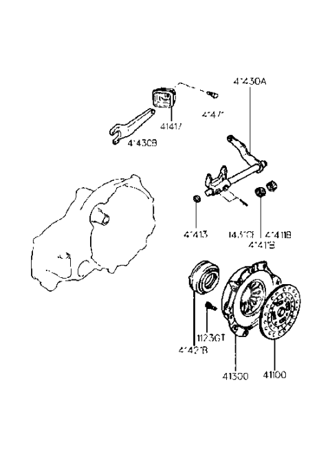 1996 Hyundai Accent Clutch & Release Fork Diagram