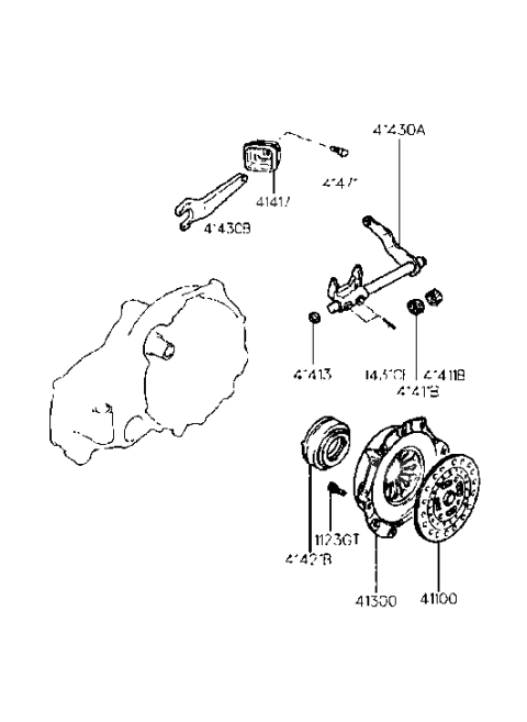 1998 Hyundai Accent Clutch & Release Fork Diagram