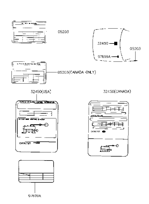 1997 Hyundai Accent Label-Emission Control Diagram for 32450-22338