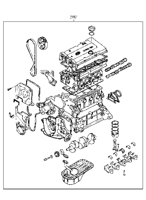 1998 Hyundai Accent Sub Engine Assy (SOHC) Diagram 2