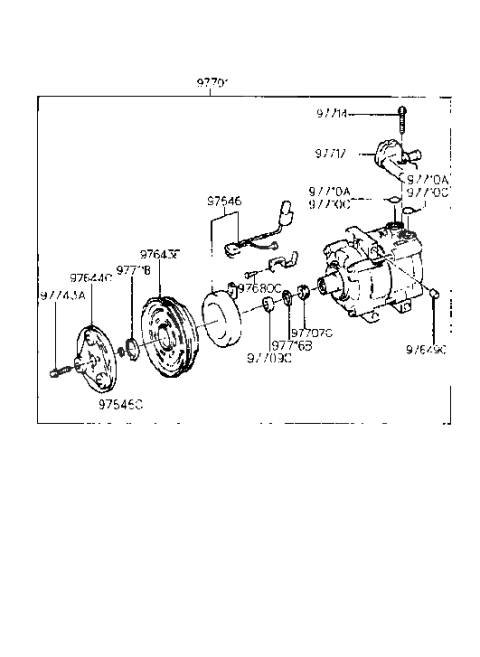 2022 Hyundai Ioniq Compressor Assembly Diagram for 97701-22200