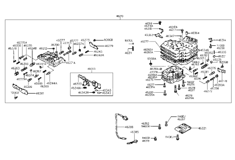 1998 Hyundai Accent Body Assembly-Automatic Transmission Valve Diagram for 46210-22500