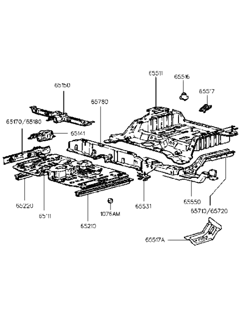 1995 Hyundai Accent Member Assembly-Rear Seat Belt Anchor Diagram for 65531-22000