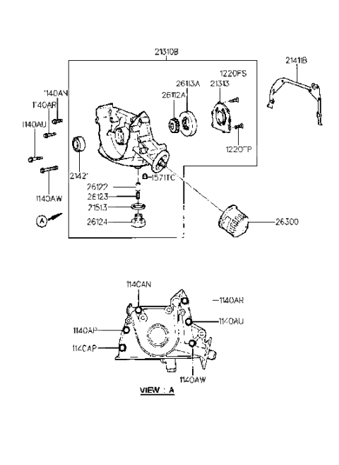 1997 Hyundai Accent Case-Front Diagram 1