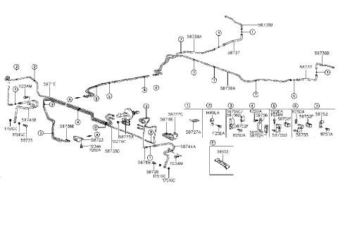 1994 Hyundai Accent Clip-Brake Fluid Line Diagram for 58756-22301