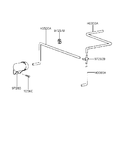 1999 Hyundai Accent Old Body Style Heater System-Vacuum Hose Diagram