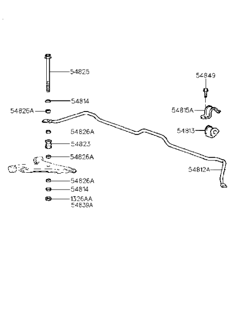 1998 Hyundai Accent Bracket-Stabilizer Bar Diagram for 54814-22000