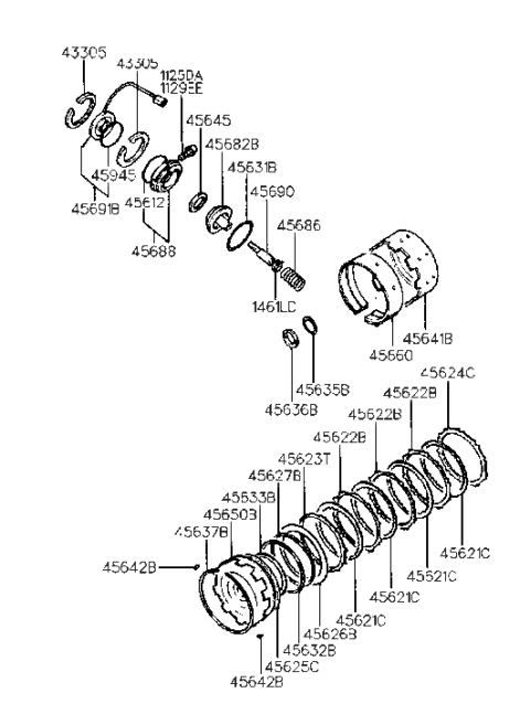 1997 Hyundai Accent Rod Assembly-Kick Down Piston Diagram for 45690-22000