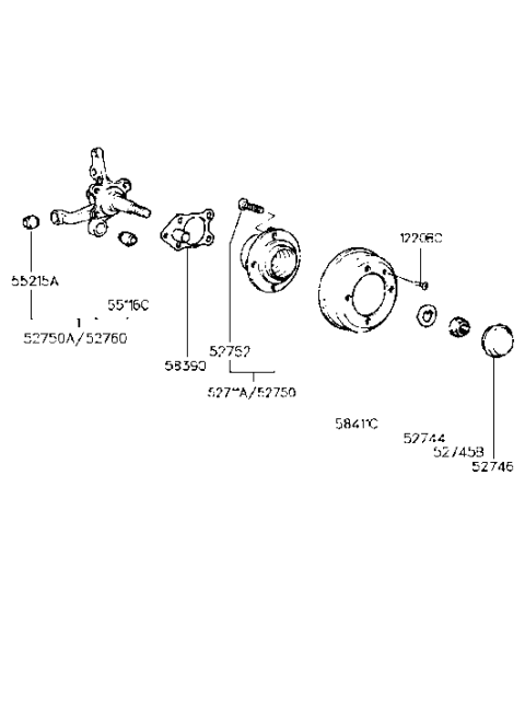 1999 Hyundai Accent Bolt-Hub Diagram for 52712-22200