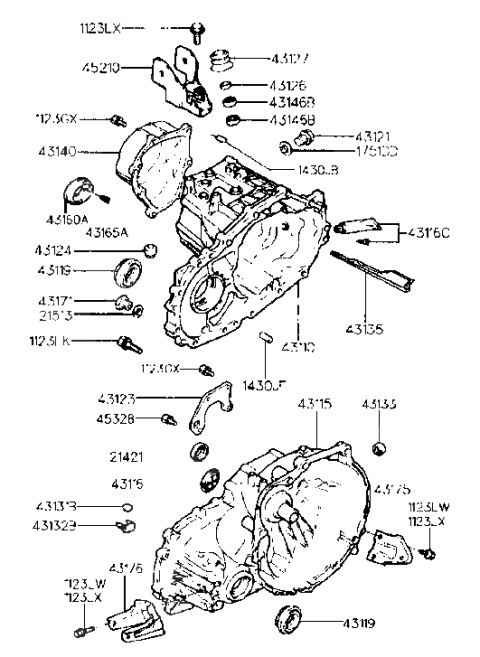 1996 Hyundai Accent Transaxle Case Diagram