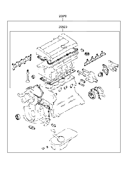 1999 Hyundai Accent Engine Gasket Kit Diagram 2