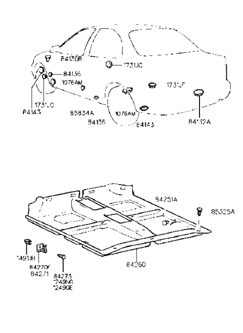 1999 Hyundai Accent Plug-Safety Belt Hole Diagram for 84251-21500-FK