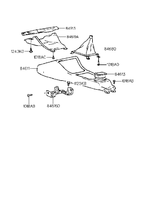 1999 Hyundai Accent Console-Front Diagram for 84610-22100-FK