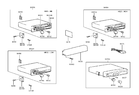 1995 Hyundai Accent Bracket-Radio Mounting,RH Diagram for 96156-22000