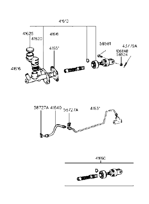 1994 Hyundai Accent Cylinder Kit-Clutch Master Diagram for 41660-22A02