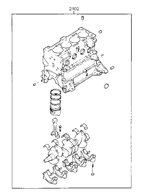 1998 Hyundai Accent Short Engine Assy Diagram 1