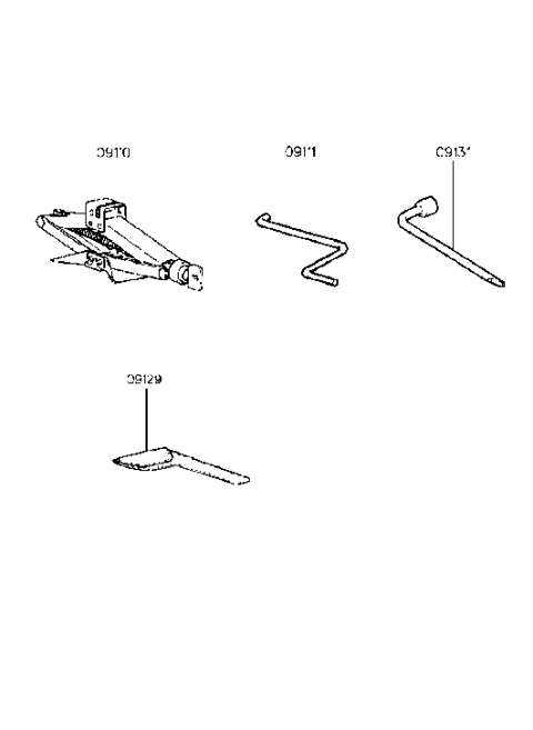 1996 Hyundai Accent Jack Assembly Diagram for 09110-22000
