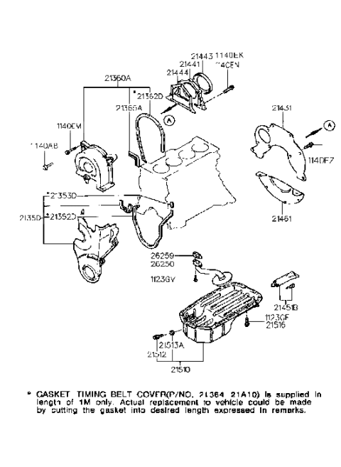 1999 Hyundai Accent Belt Cover & Oil Pan Diagram 1