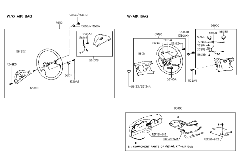 1995 Hyundai Accent Steering Wheel Body Assembly Diagram for 56120-22510