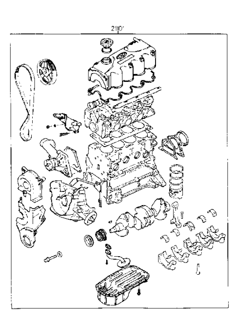 1999 Hyundai Accent Sub Engine Assy (SOHC) Diagram 1